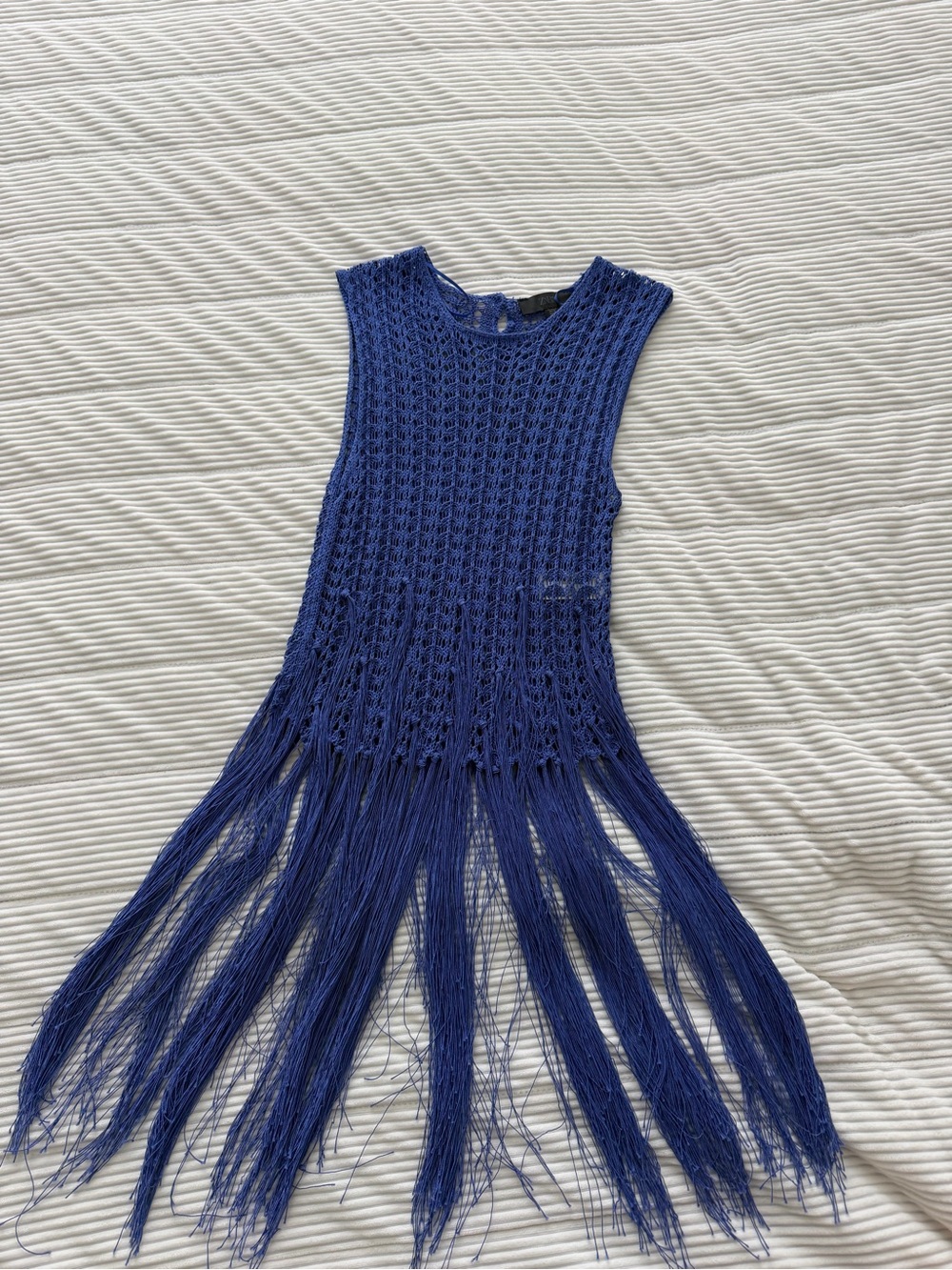 Zara Royal Blue Crochet Fringe Tank